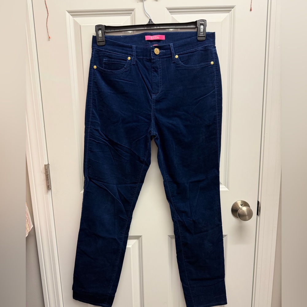 Lilly Pulitzer South Ocean high rise plush skinny pants size 10 Luna wash blue